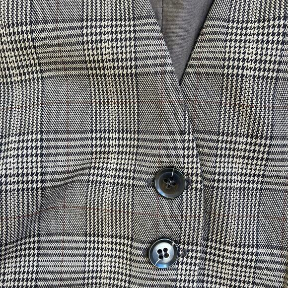 New York & Co Sz 10 Vtg Glen Plaid Twill Fitted Vest Button Front Classic Dressy - Picture 14 of 16